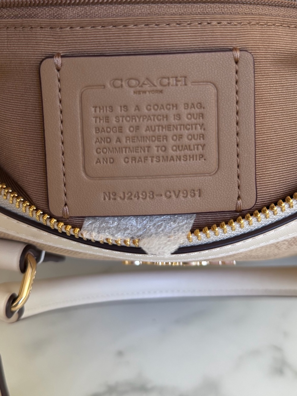 NWT COACH Rowan Satchel Bag in Signature Canvas Gold Sand Chalk CV961 Crossbody - Picture 12 of 13